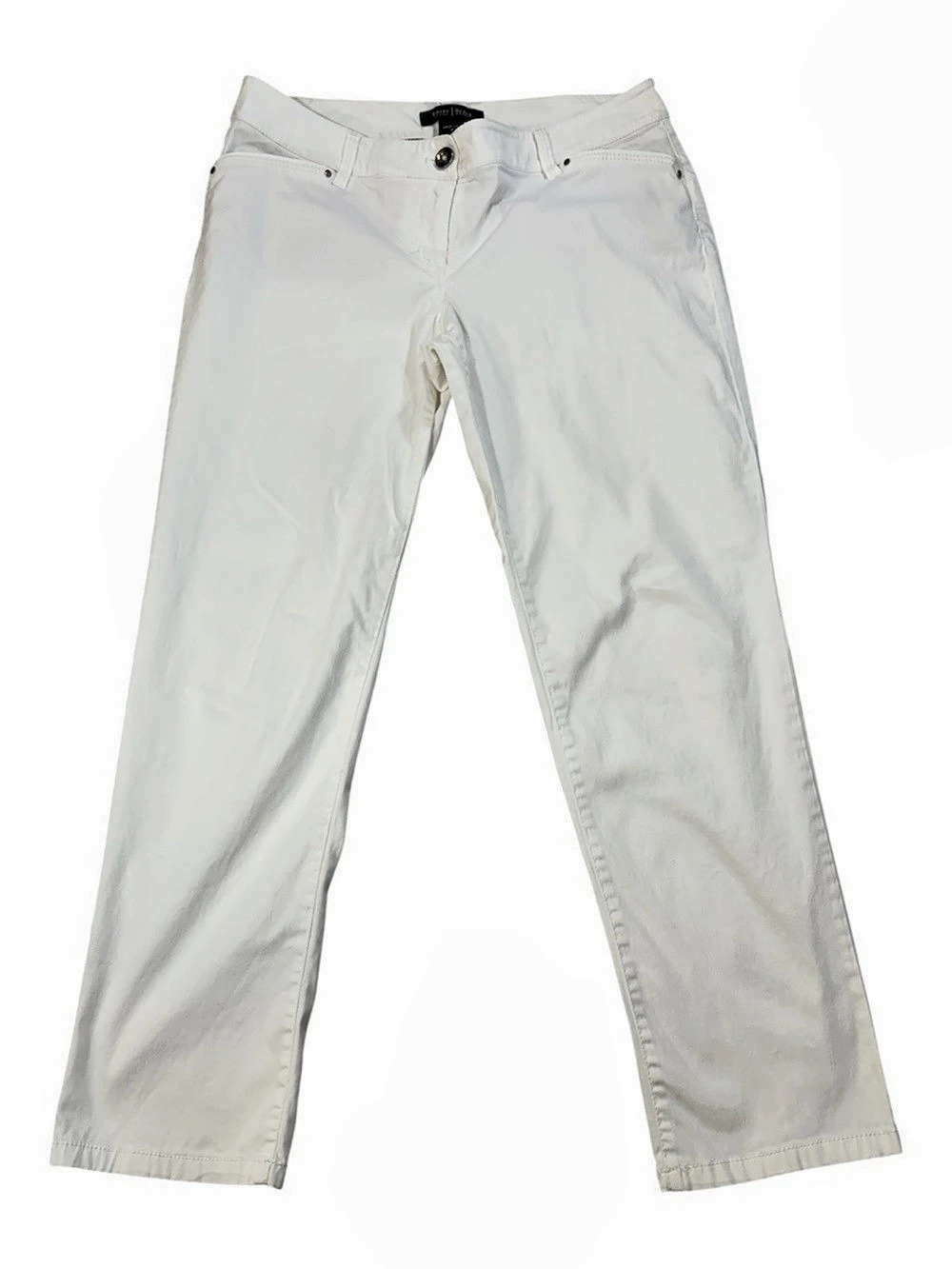 WHBM Pants, Crop Leg, Low Rise, Straight, White, Size 4, 30x26